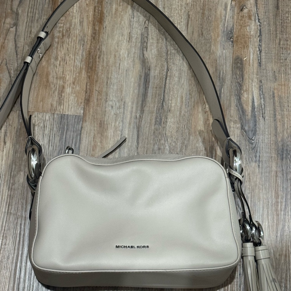 Michael Kors Light Grey Crossbody Bag with tassels